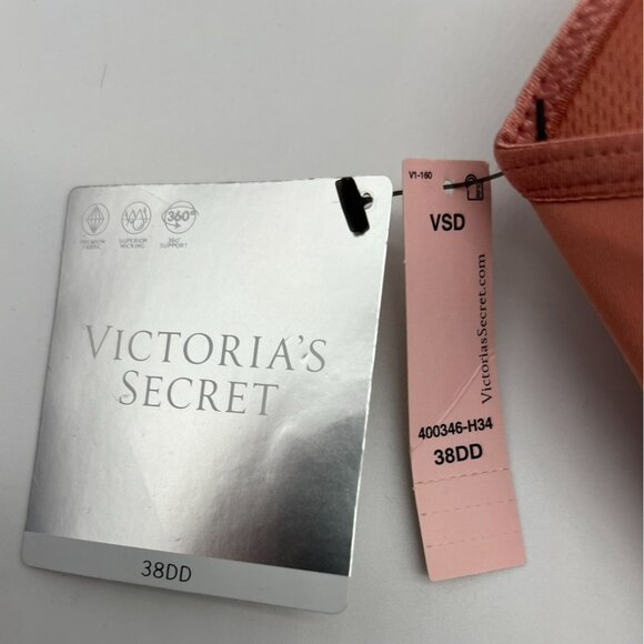 NWT Victoria's Secret Womens Wireless Bra 38DD Orange Strappy Padded Stretch - Picture 4 of 5